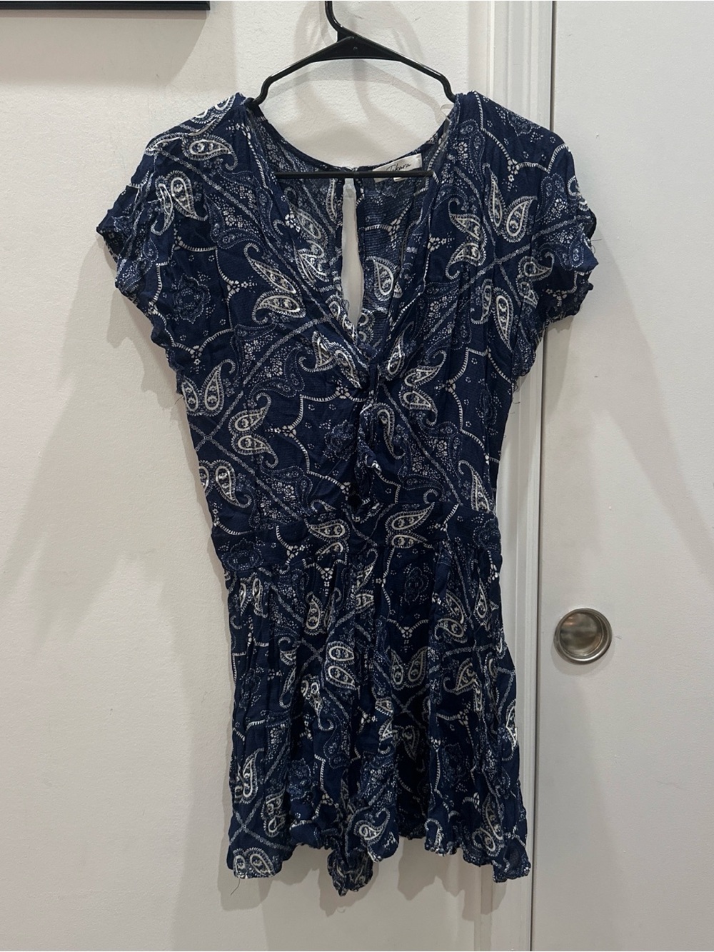 Takara Navy and White Paisley Mini Romper